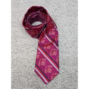 Robert‎ Graham 100% Silk Tie Abstract Pink Stipe Knowledge Wisdom Truth USA 60"